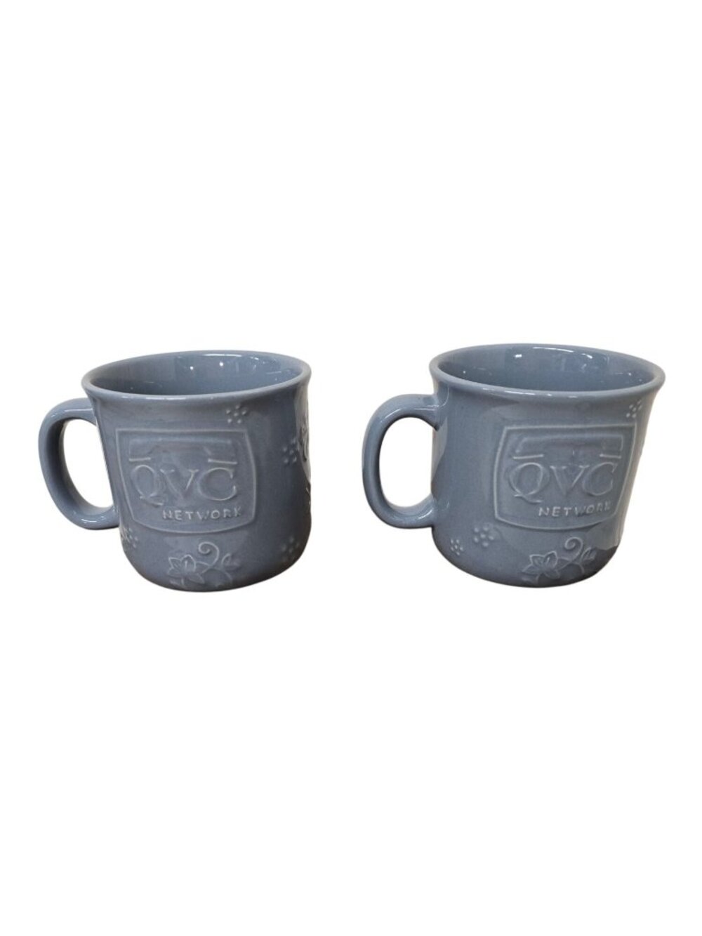 Pair of QVC Shopping Coffee Tea Mugs Blue Cup Temptations by Tara 3D